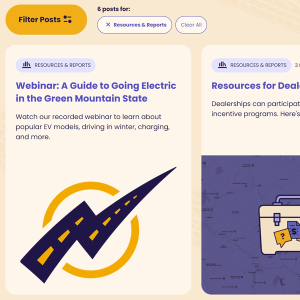 Illustration of the news and resources section of the Drive Electric Vermont website