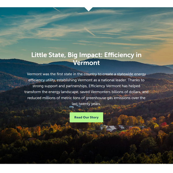 Screenshot of a big impact section on the Efficiency Vermont website
